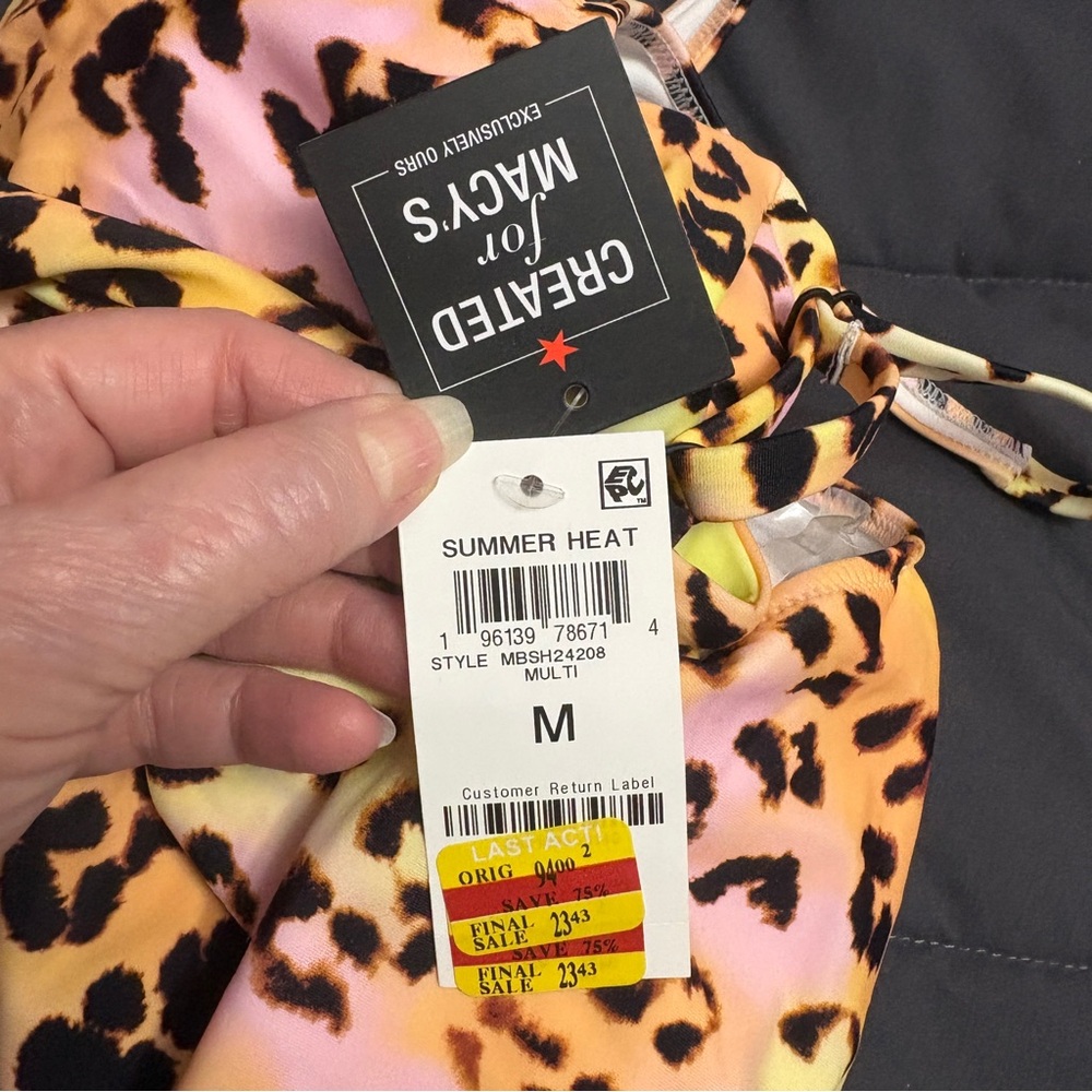 Bar III Summer Heat Animal-Print O-Ring Monokini Swimsuit - Size: Medium - NWT - Picture 11 of 14